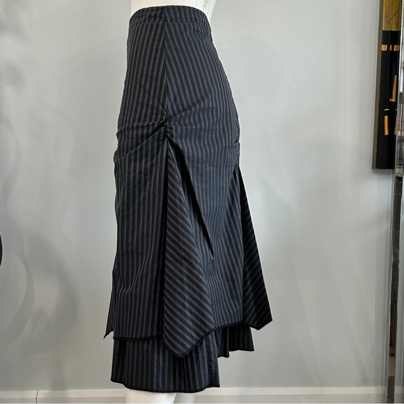 Dark Fairy Princess Pinstriped Steampunk Layered Midi Skirt - Picture 7 of 16